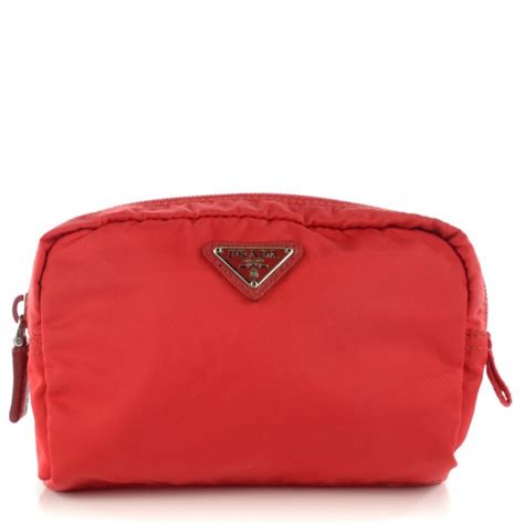 PRADA Nylon Vela Cosmetic Pouch Rosso 